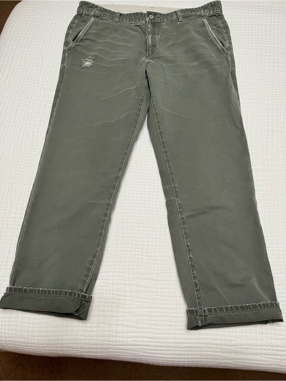 Adriano Goldschmied Size 27 Army/Olive Green Utility Ankle Pant Distressed